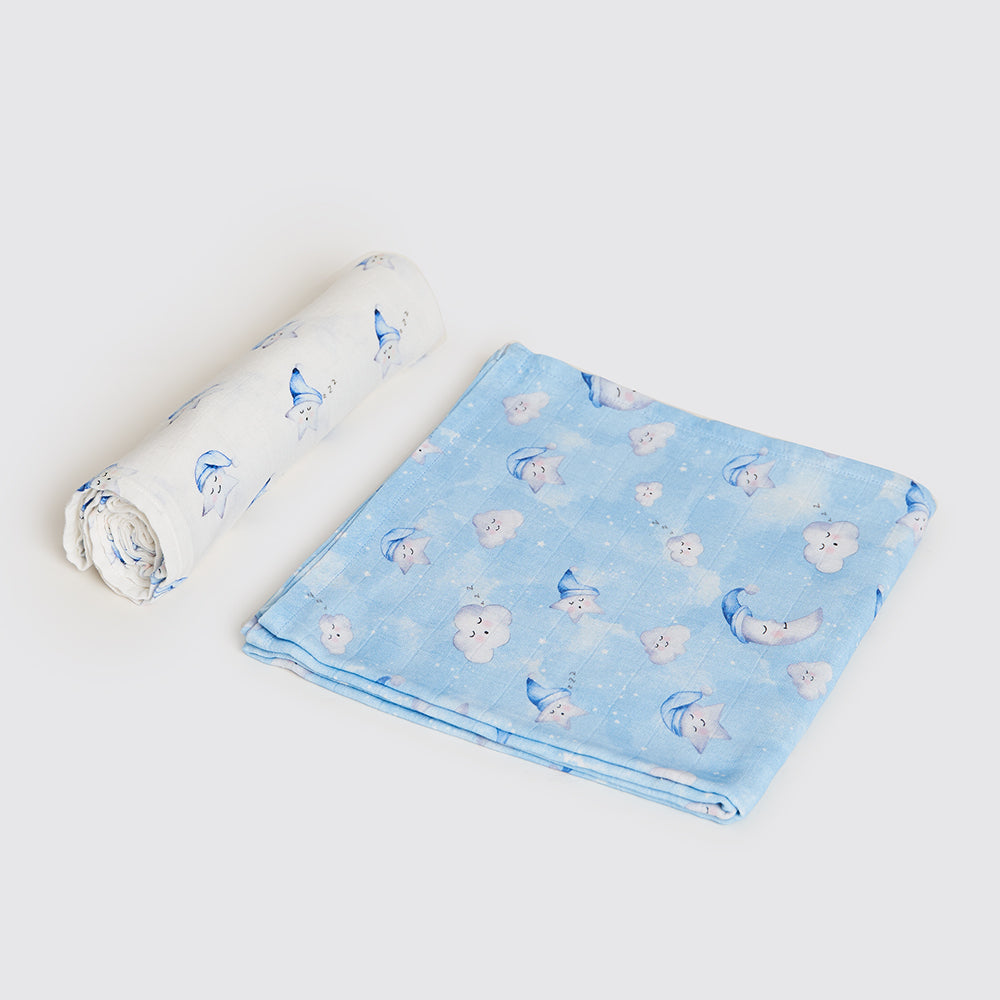 Celestial Organic Swaddle Set- Blue, Pink