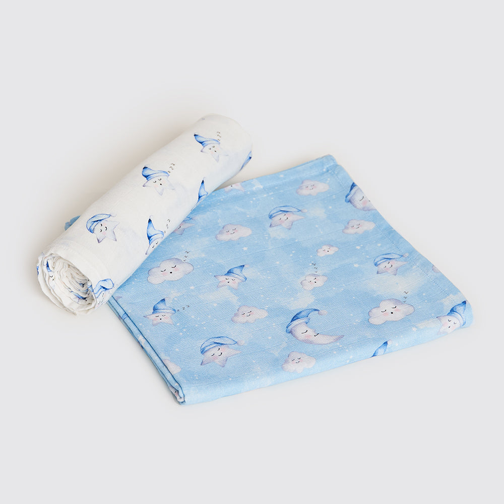 Celestial Organic Swaddle Set- Blue, Pink