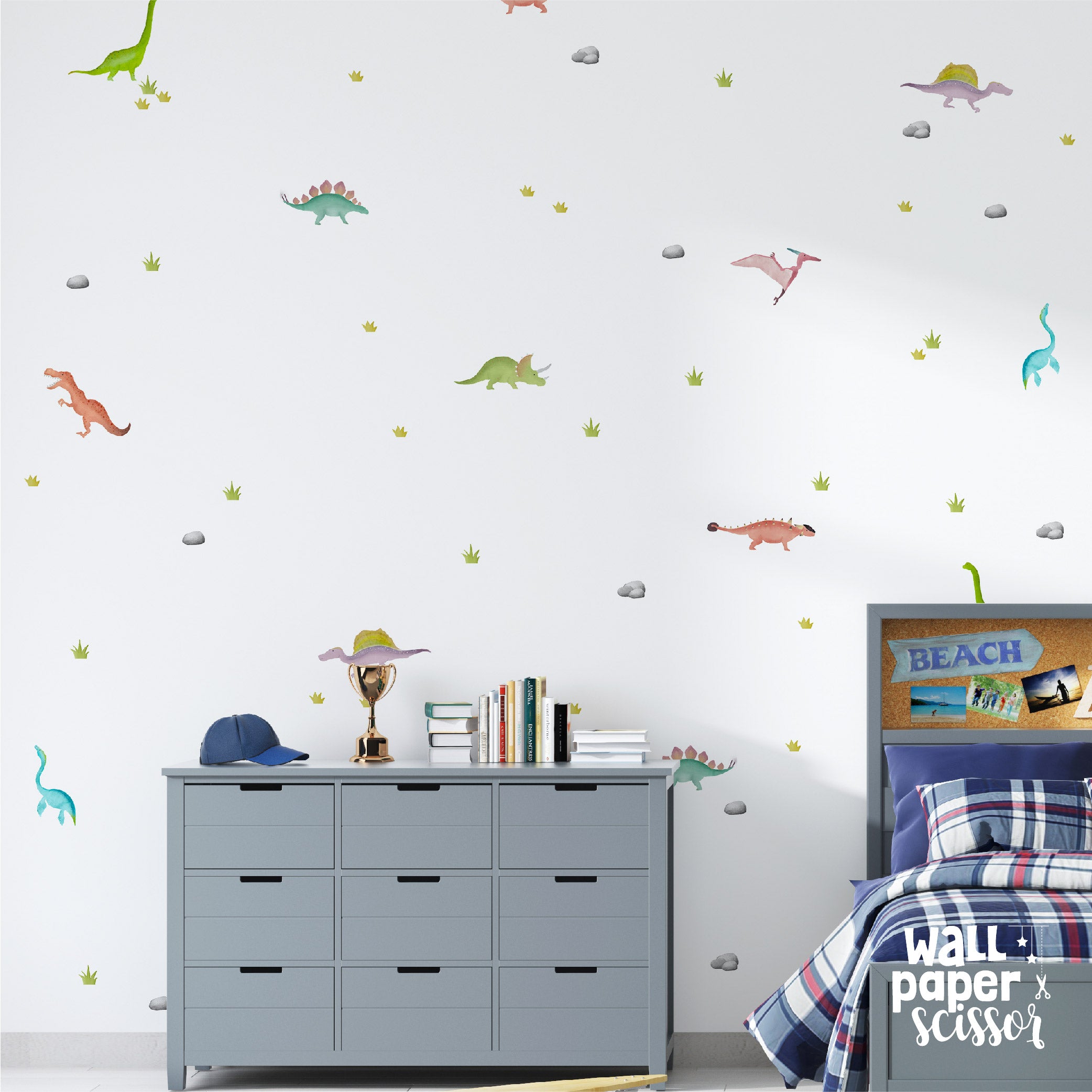 Watercolour Dinosaur Wall Stickers