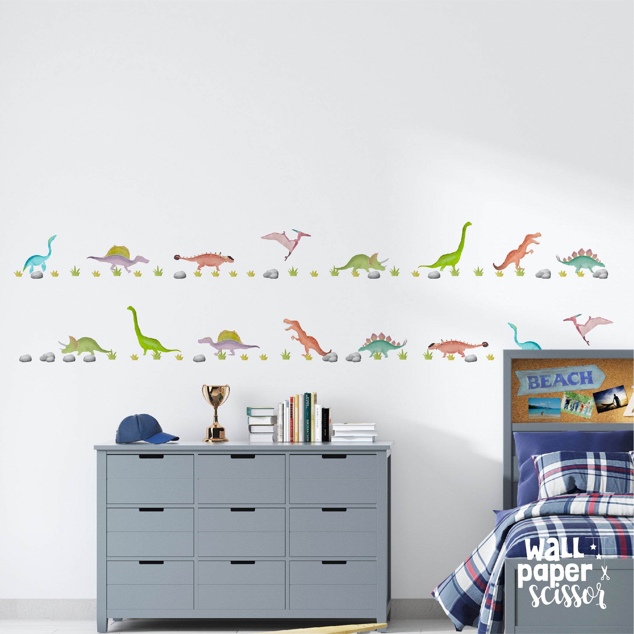 Watercolour Dinosaur Wall Stickers