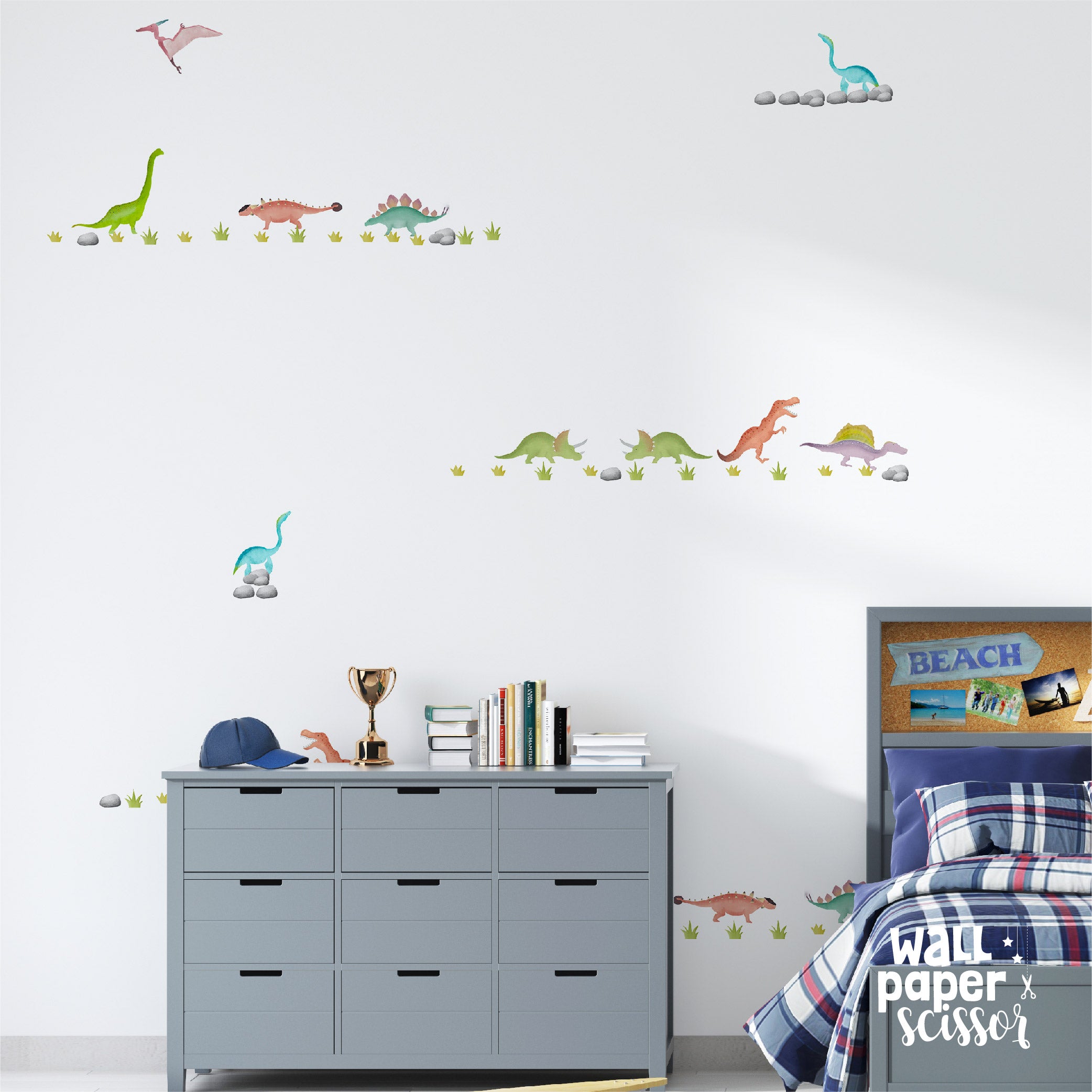 Watercolour Dinosaur Wall Stickers