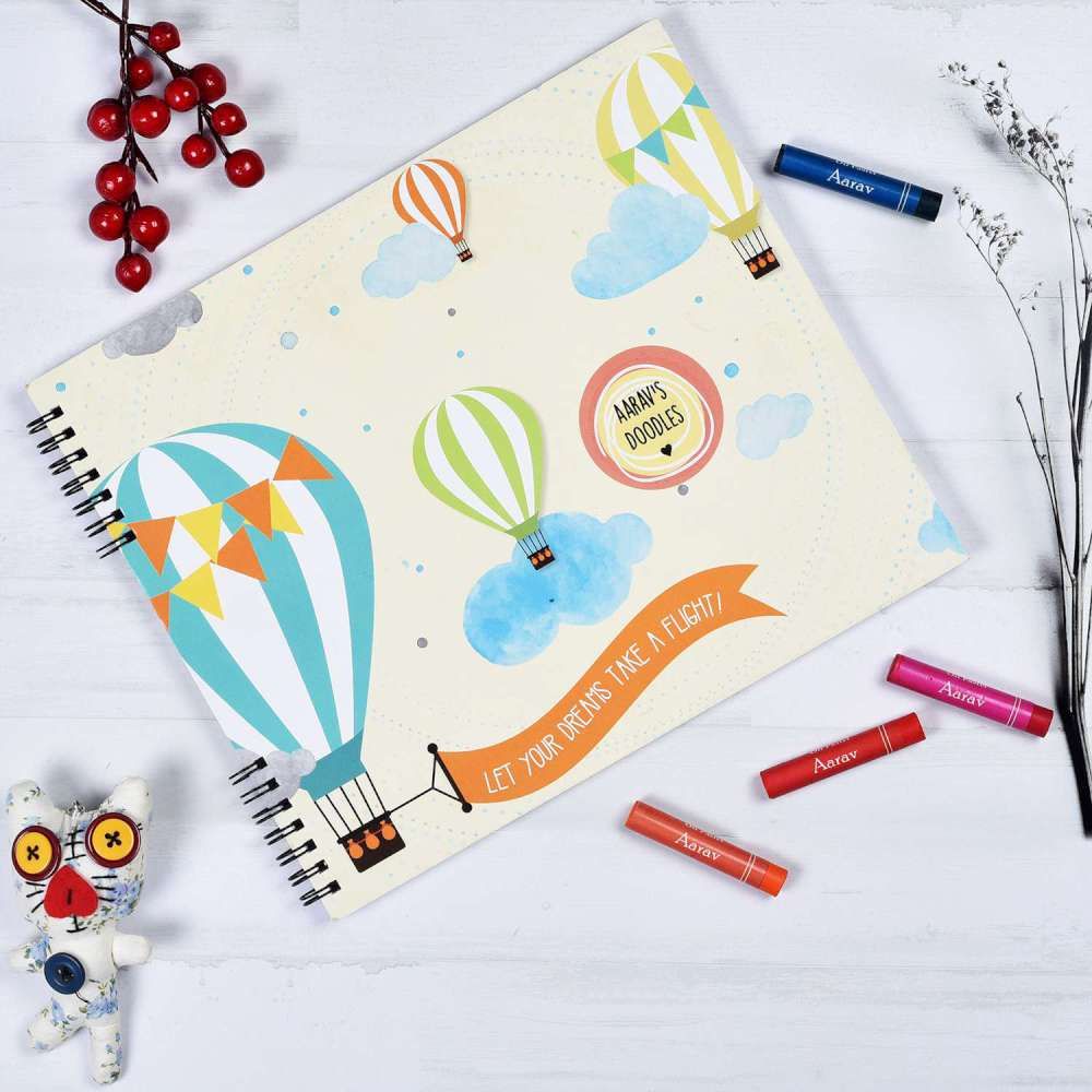 Doodle Book With Personalized Crayons - Bunting Balloons