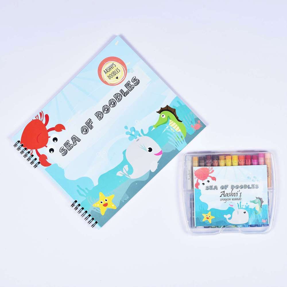 Doodle Book With Personalized Crayons - Underwater