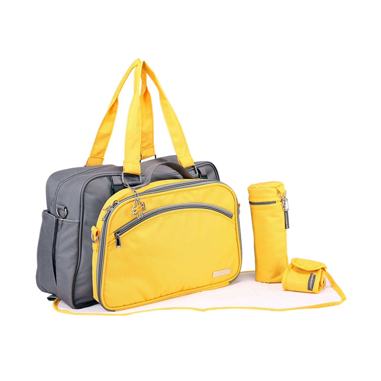 Diaper Bag - Duo Detach  - Grey/Yellow