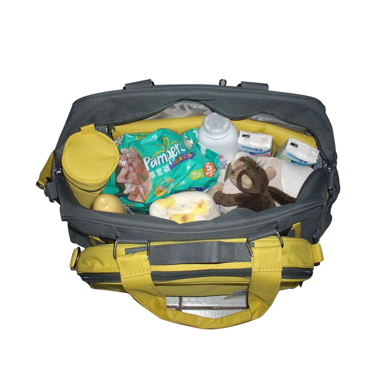 Diaper Bag - Duo Detach  - Grey/Yellow