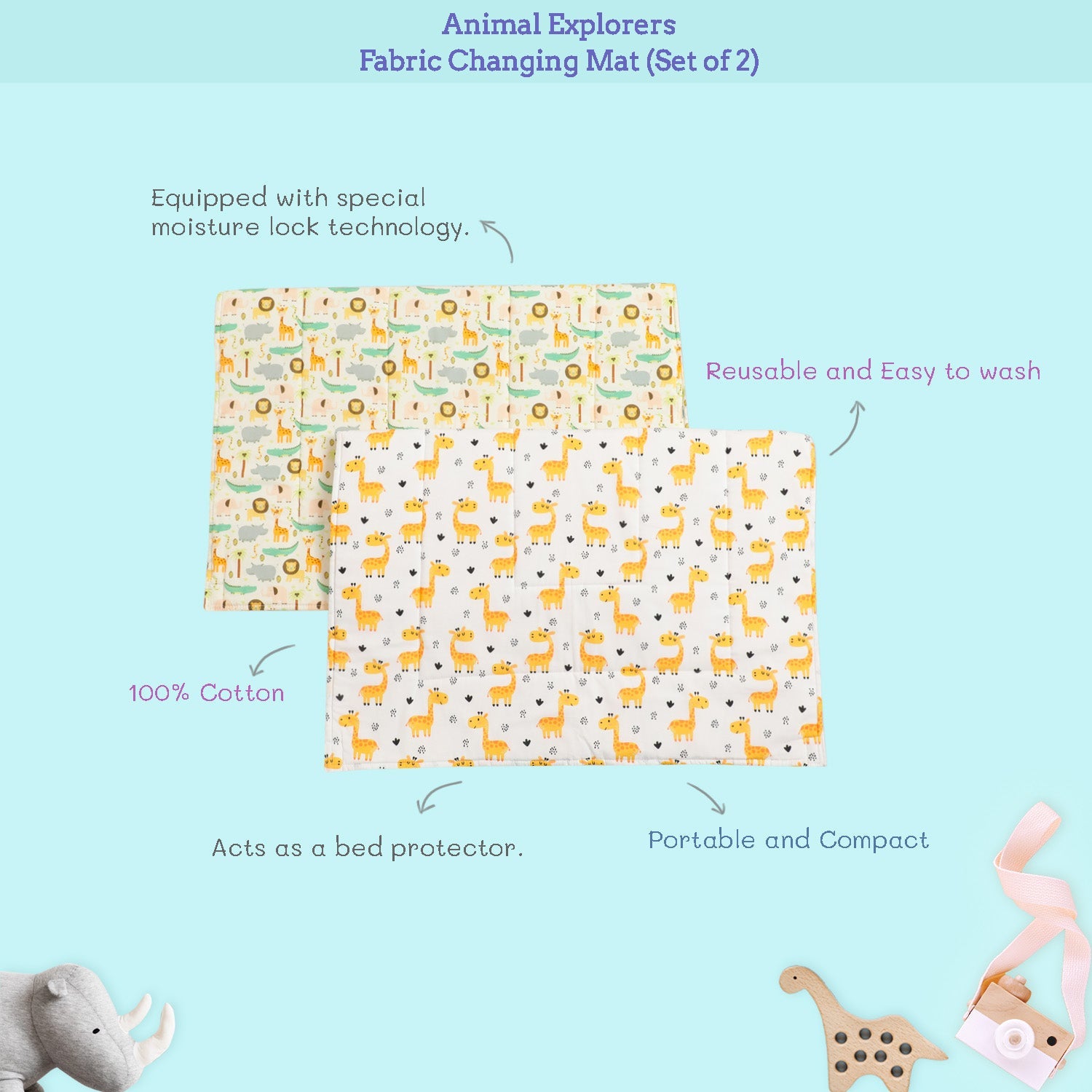 Giggles & Wiggles Animal Explorers Fabric Changing Mat (Set of 2)