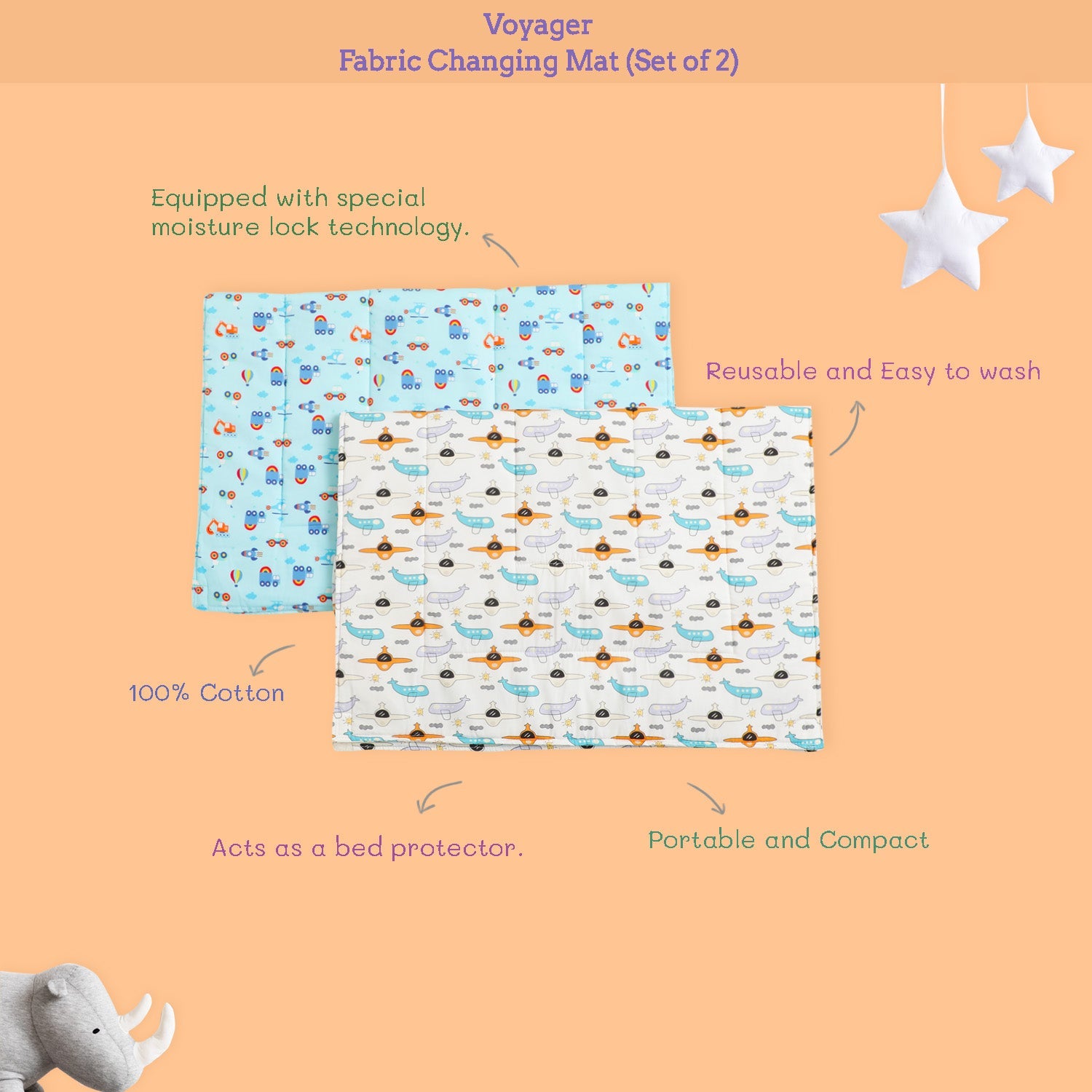 Giggles & Wiggles Voyager Fabric Changing Mat (Set of 2)