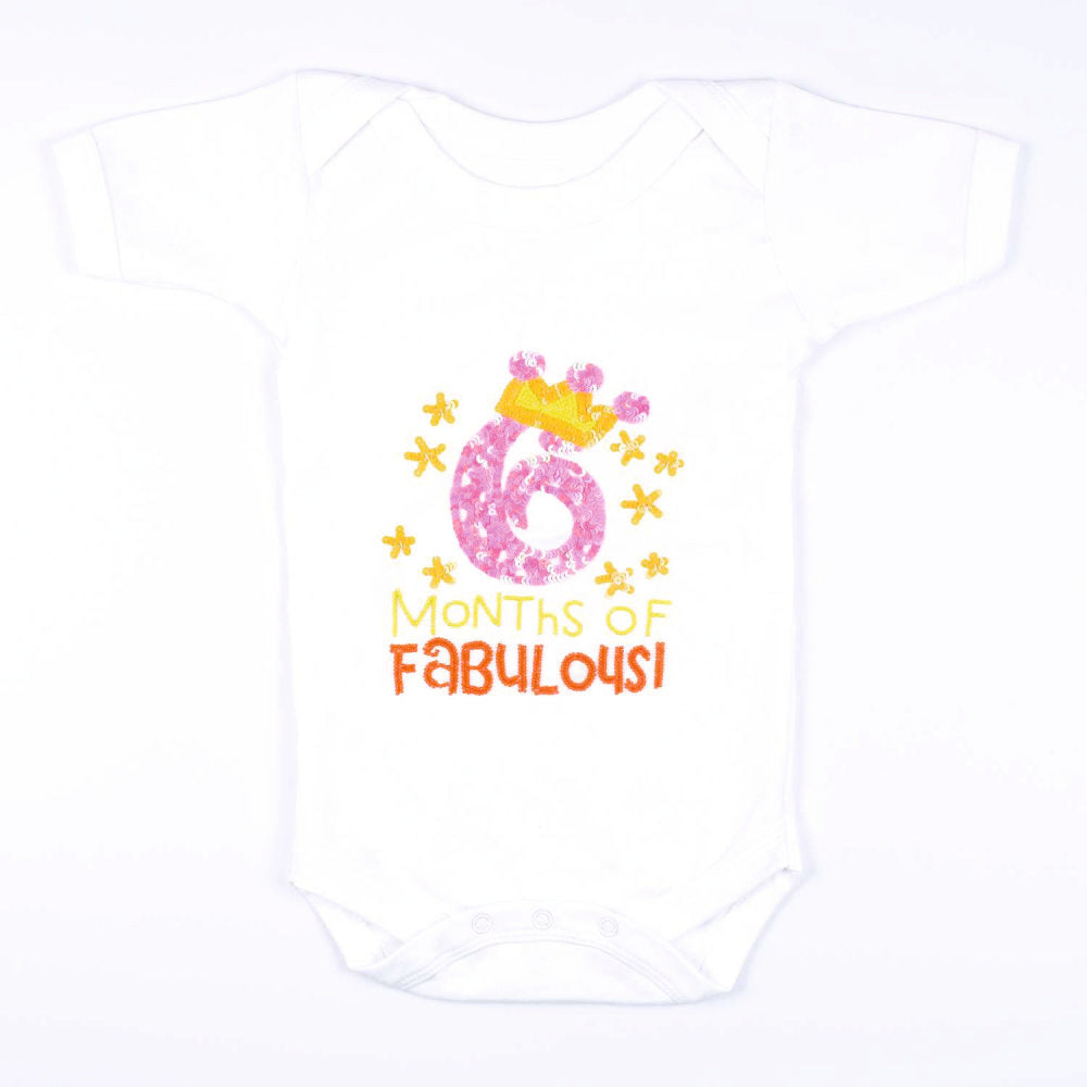 Half Birthday Beaded Crown Romper