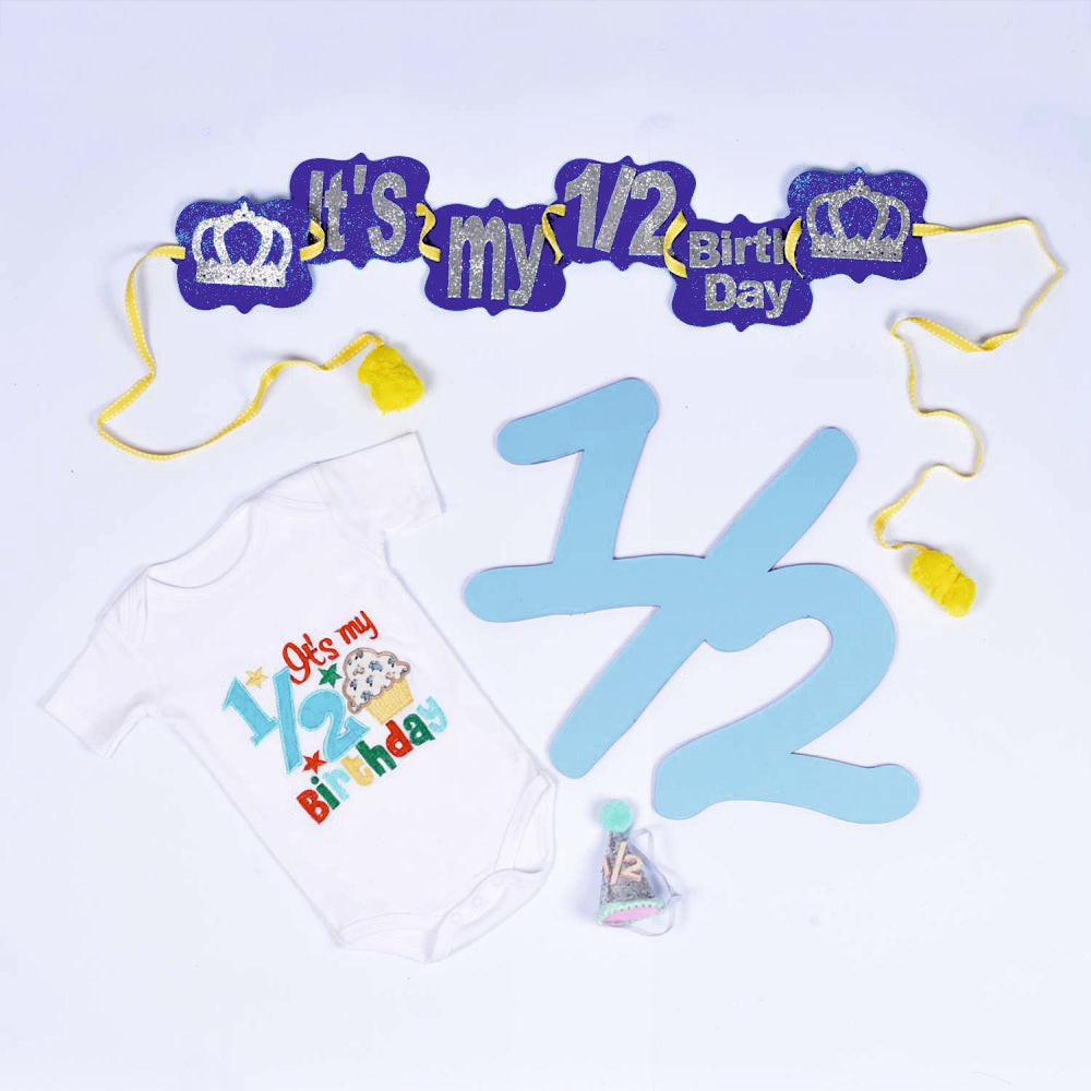 Half Birthday Cupcake Set - Blue