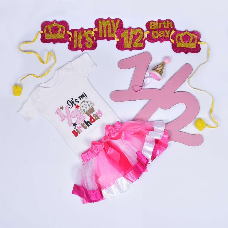 Half Birthday Cupcake Set - Pink