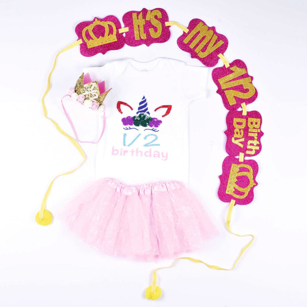 Half Birthday Unicorn Beaded Set - Starry Pink