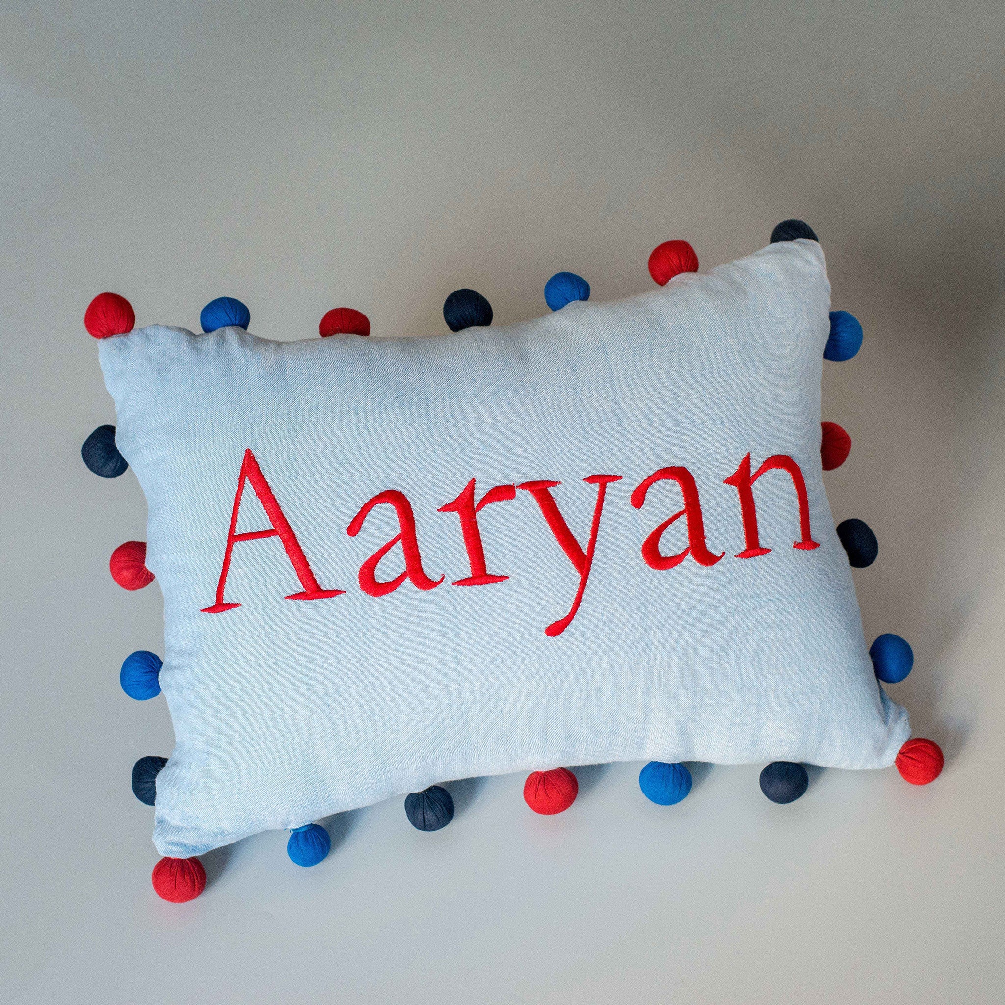 Personalised Pom Pom Pillow - Boy