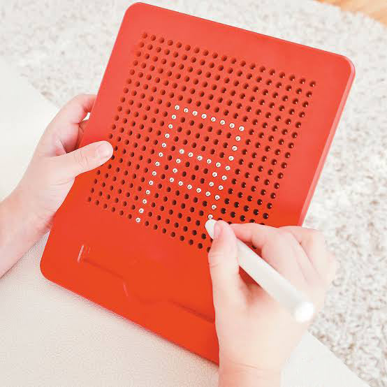 Scoo-MagBall Tab (Red) | With Magnetic Stylus | Travel-Friendly Mess-Free Fun Writing Pad | With Audible Click Sound | Creative Learning & Sensory Edu Toy