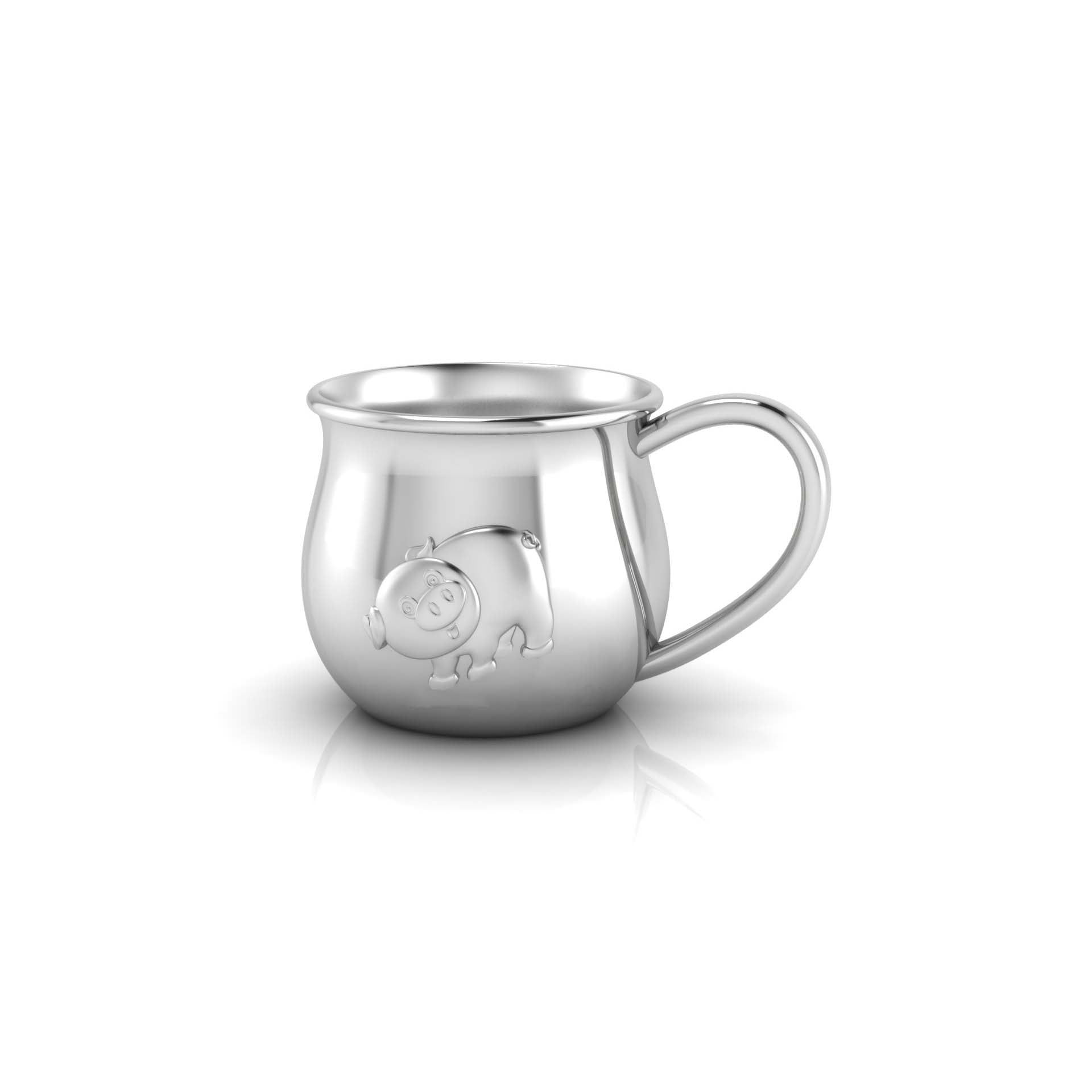 Silver Plated Piggy Embossed Cup