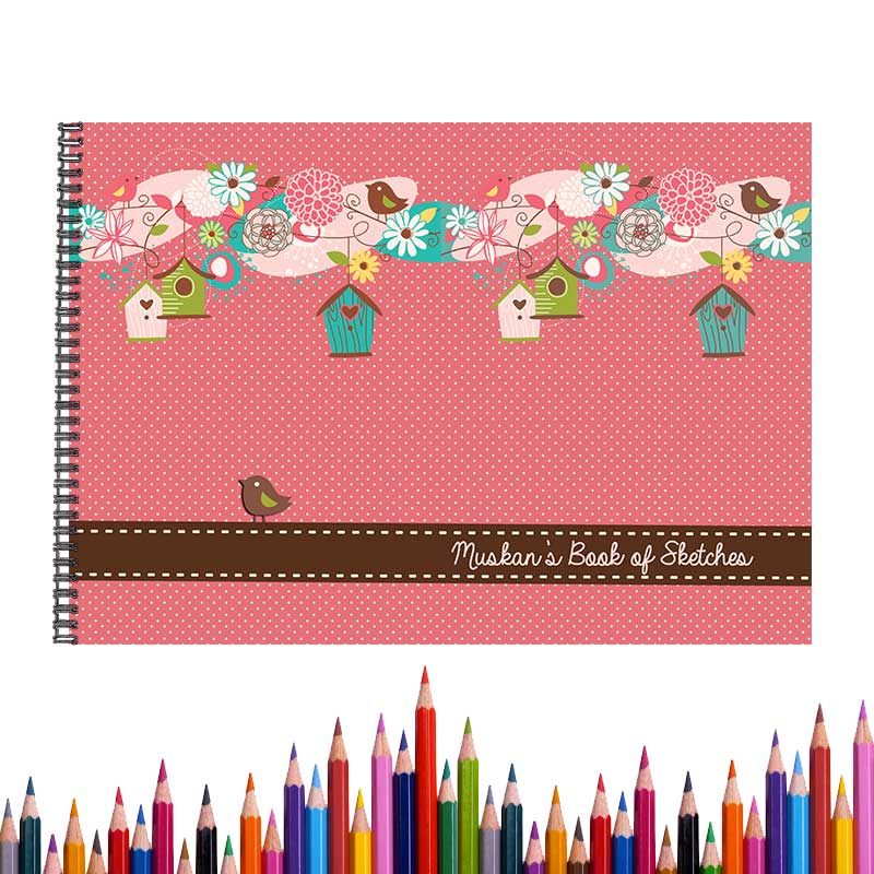 Personalised Lil Birdie Pink Sketch Book