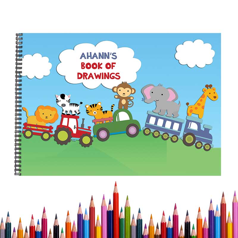 Personalised Animal Train Sketch Book