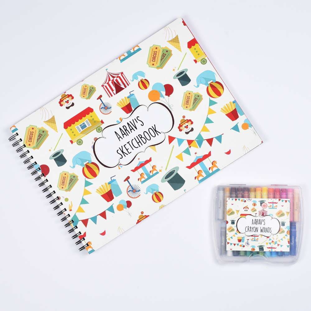 Sketch Books With Personalized Crayons - Circus