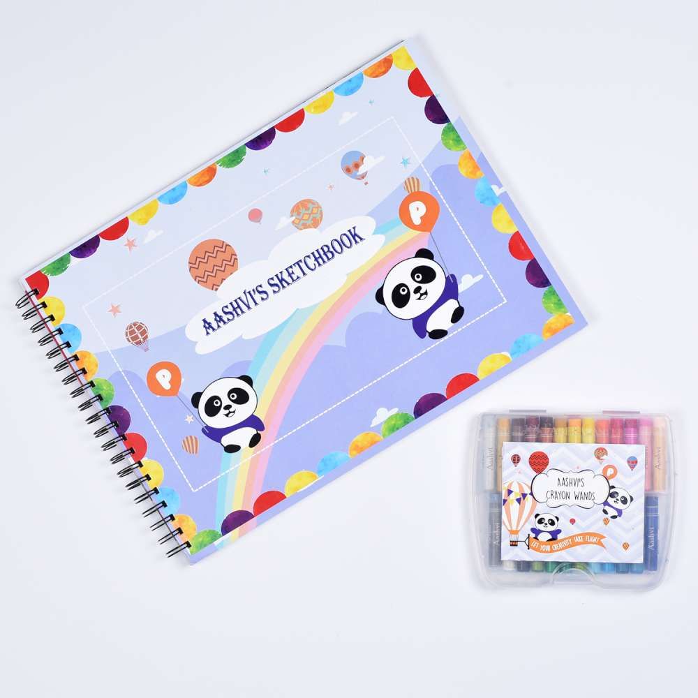 Sketch Books With Personalized Crayons - Panda