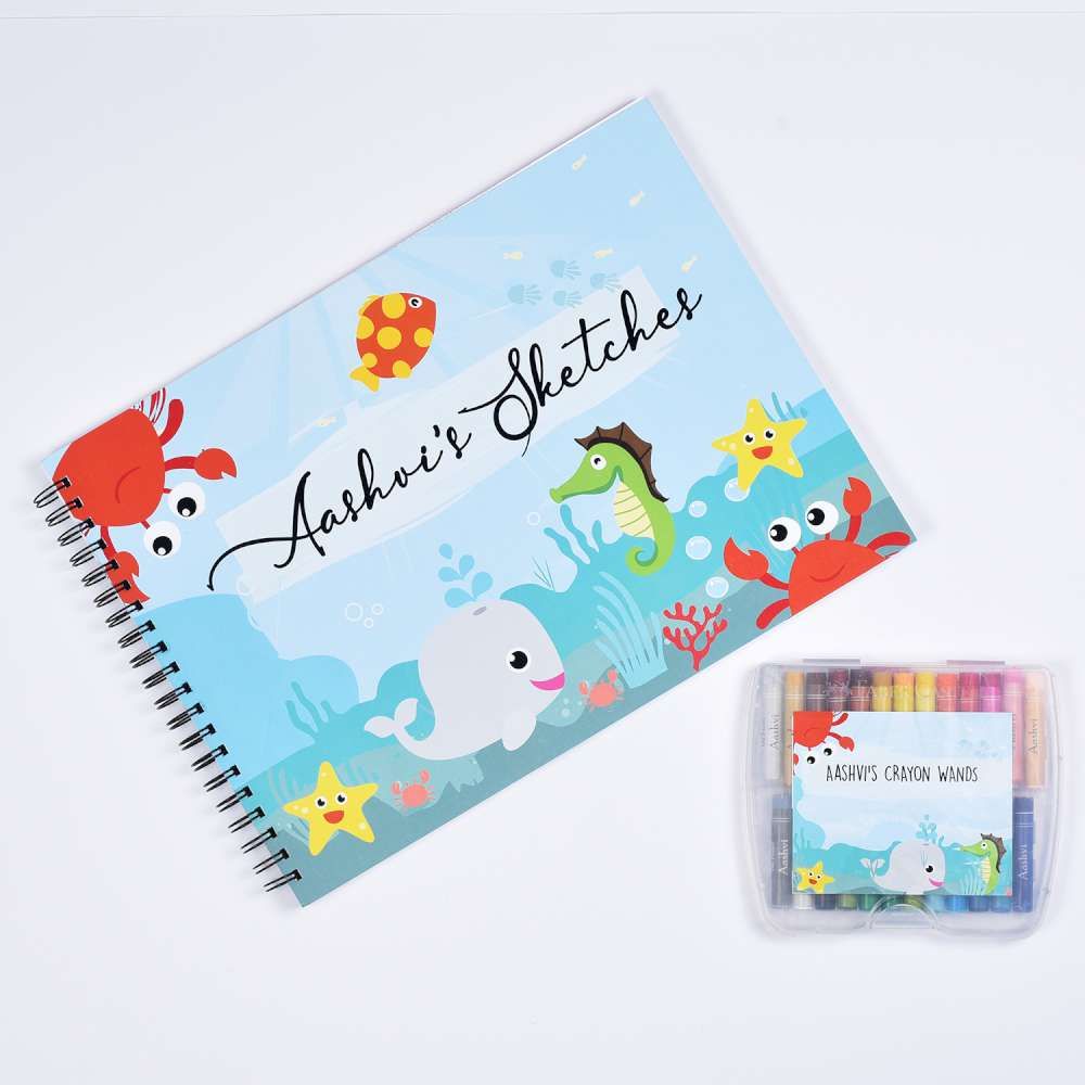 Sketch Books With Personalized Crayons - Underwater