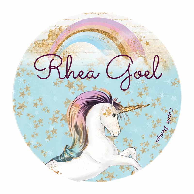 Personalised Unicorn Waterproof Stickers (Round)