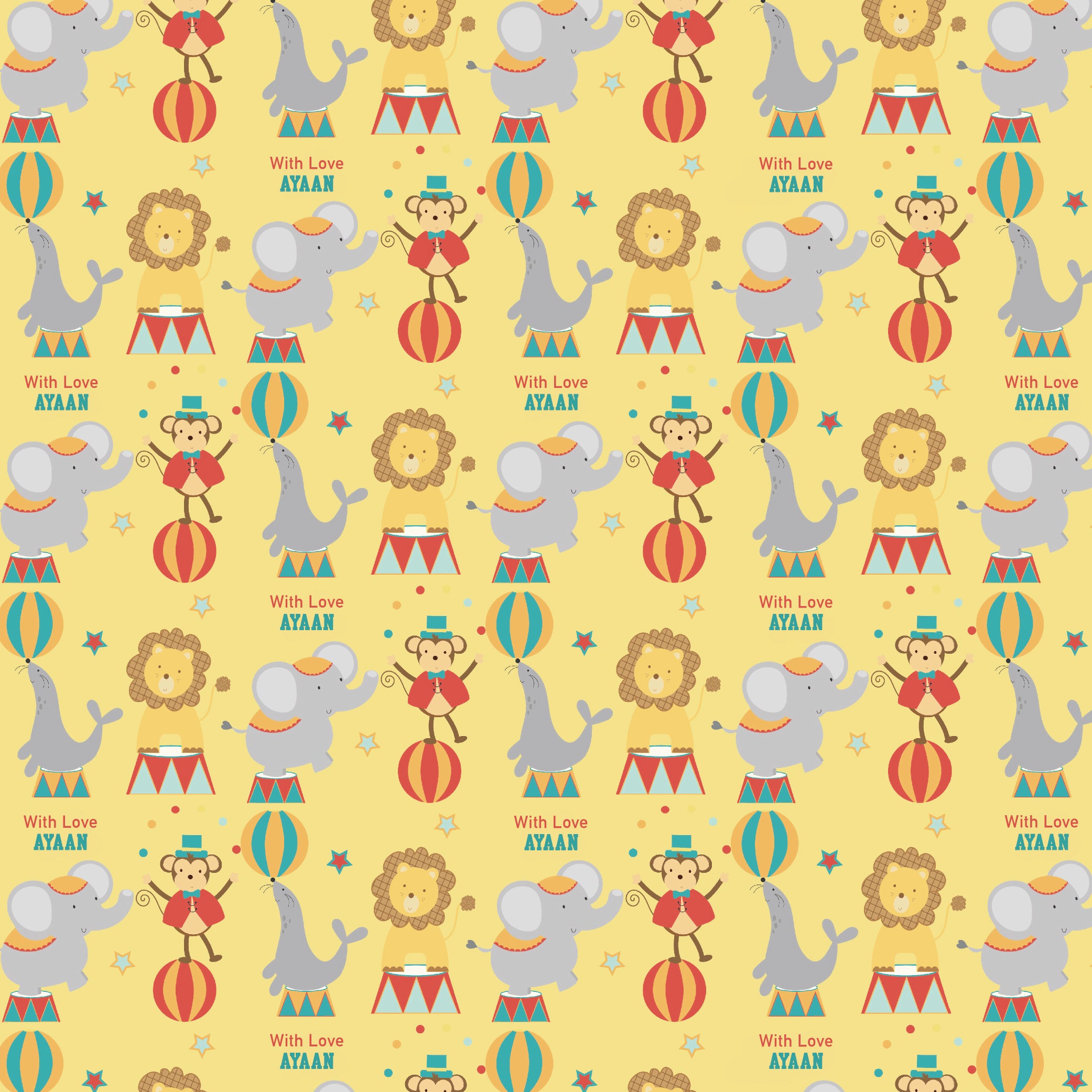 Personalised Wrapping Paper 19 x 26.5" - Circus Circus, Set of 10