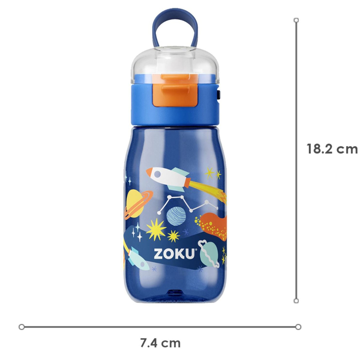 Zoku Blue Space Flip Gulp Kids Bottle, 465ml