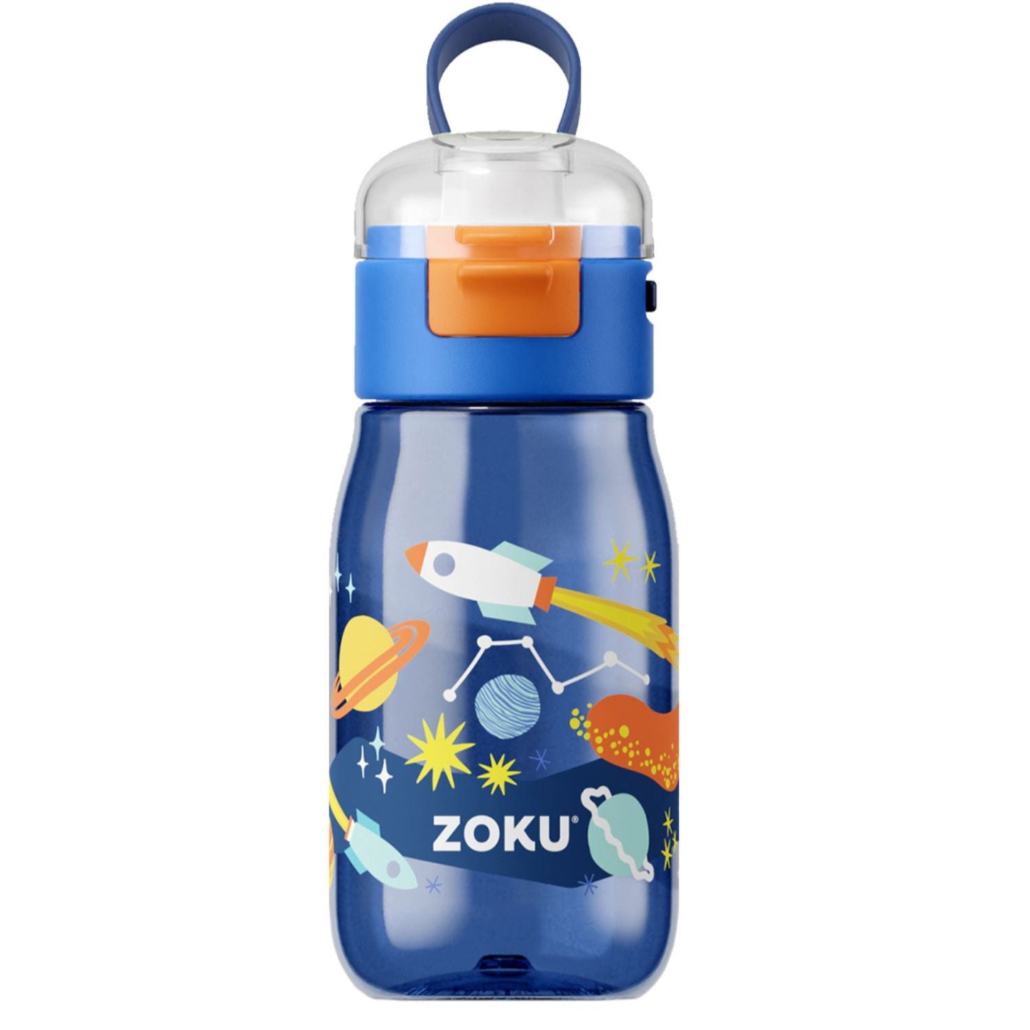 Zoku Blue Space Flip Gulp Kids Bottle, 465ml