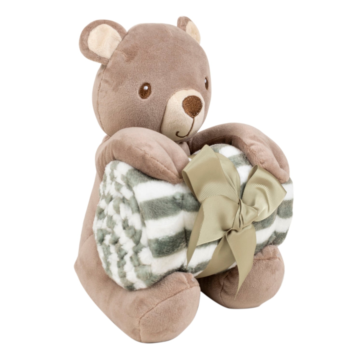 Baby Moo Bear Snuggle Buddy Soft Rattle and Plush Blanket Gift Toy Blanket - Brown