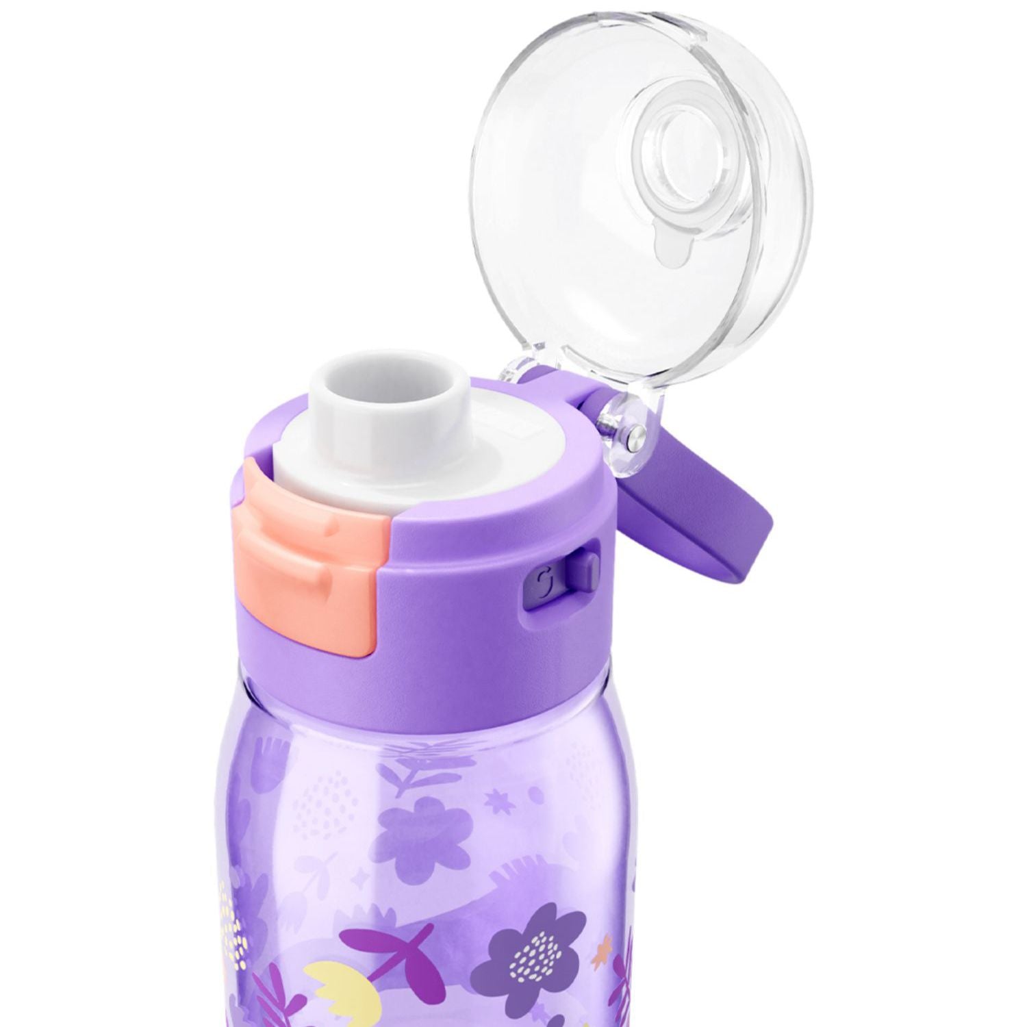 Zoku Purple Flowers Flip Gulp Kids Bottle, 465ml