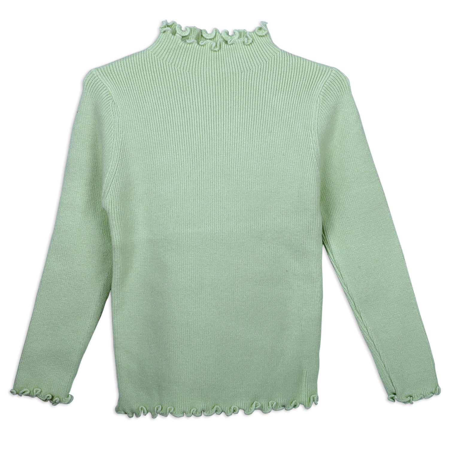 Basic Ribbed Premium Full Sleeves Knitted Kids Sweater - Green - Baby Moo