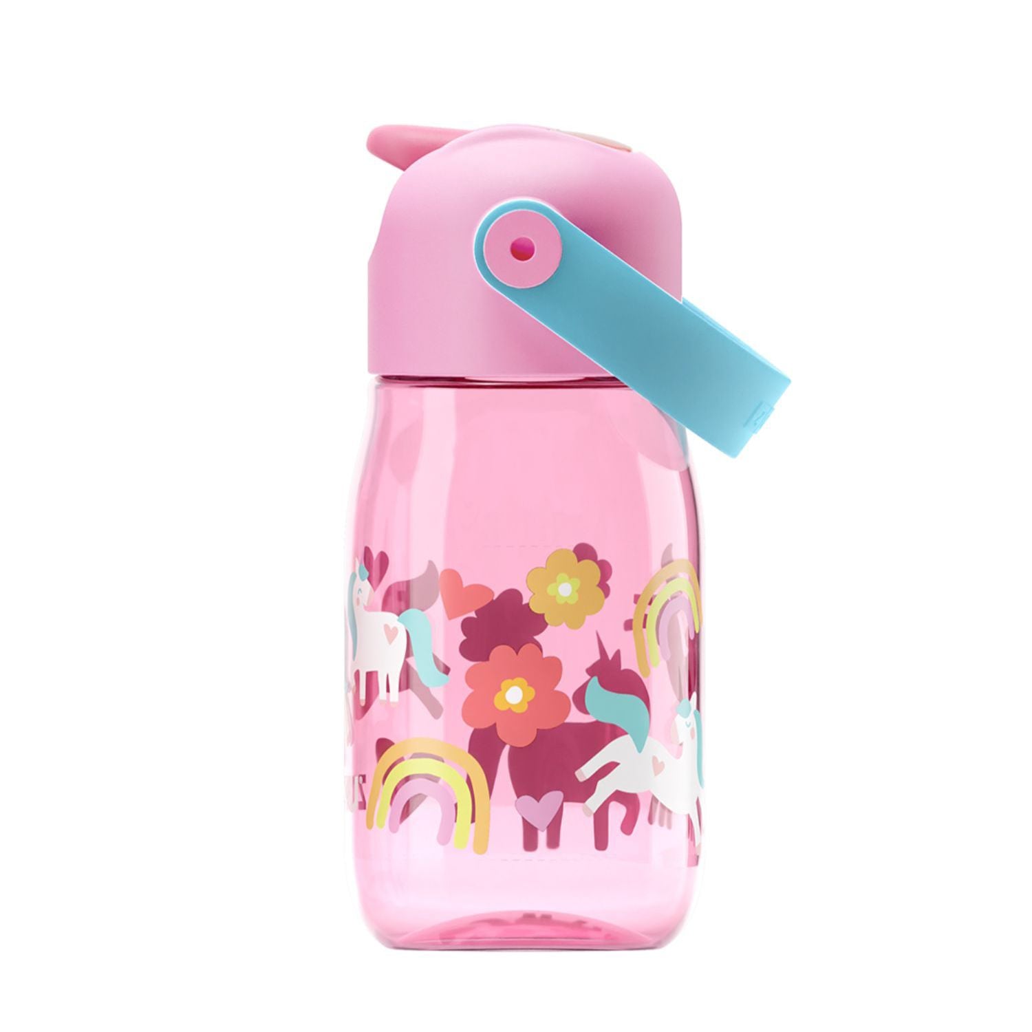 Zoku Pink Unicorn Flip Straw Kids Bottle, 400ml - Pink