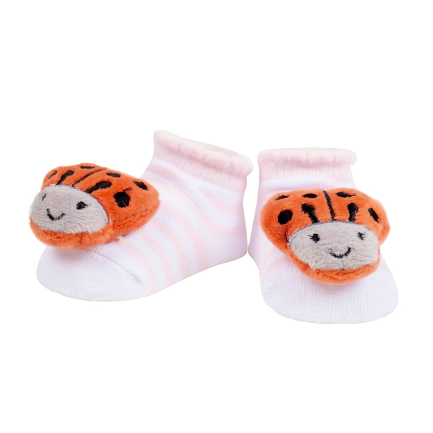 Baby Moo 3D Honey Bee Cotton Ankle Length Fancy Infant Gift Set of 2 Socks Booties - Pink, White