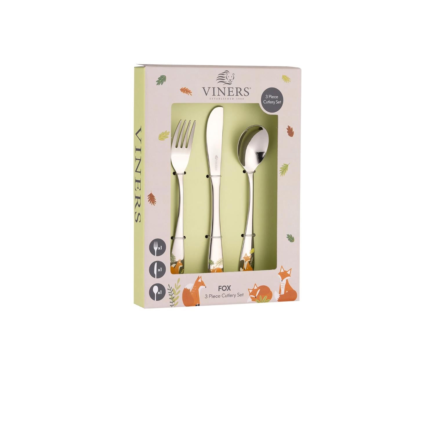 Viners Fox 3 Pce Kids Cutlery Set Giftbox