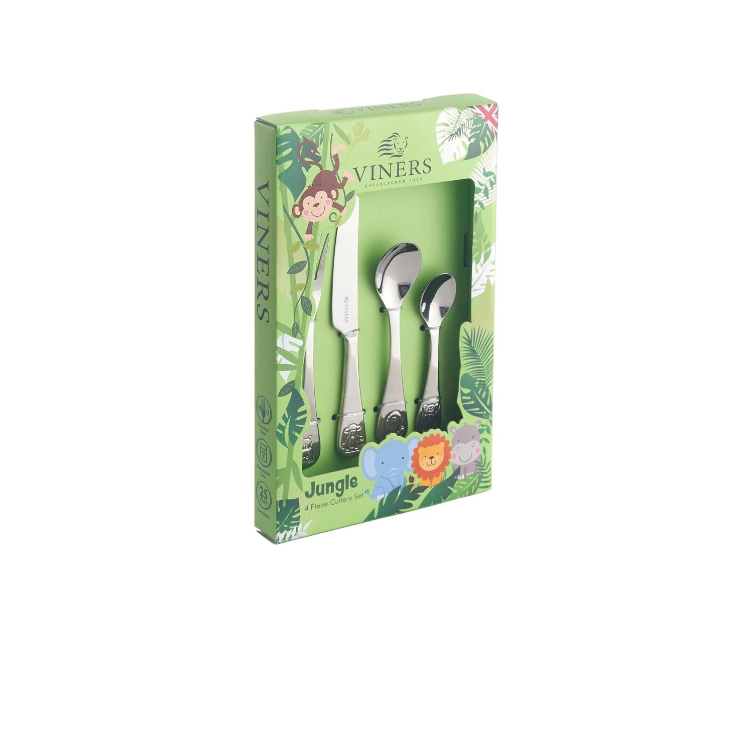 Jungle 4 Pce Kids Cutlery Set Giftbox