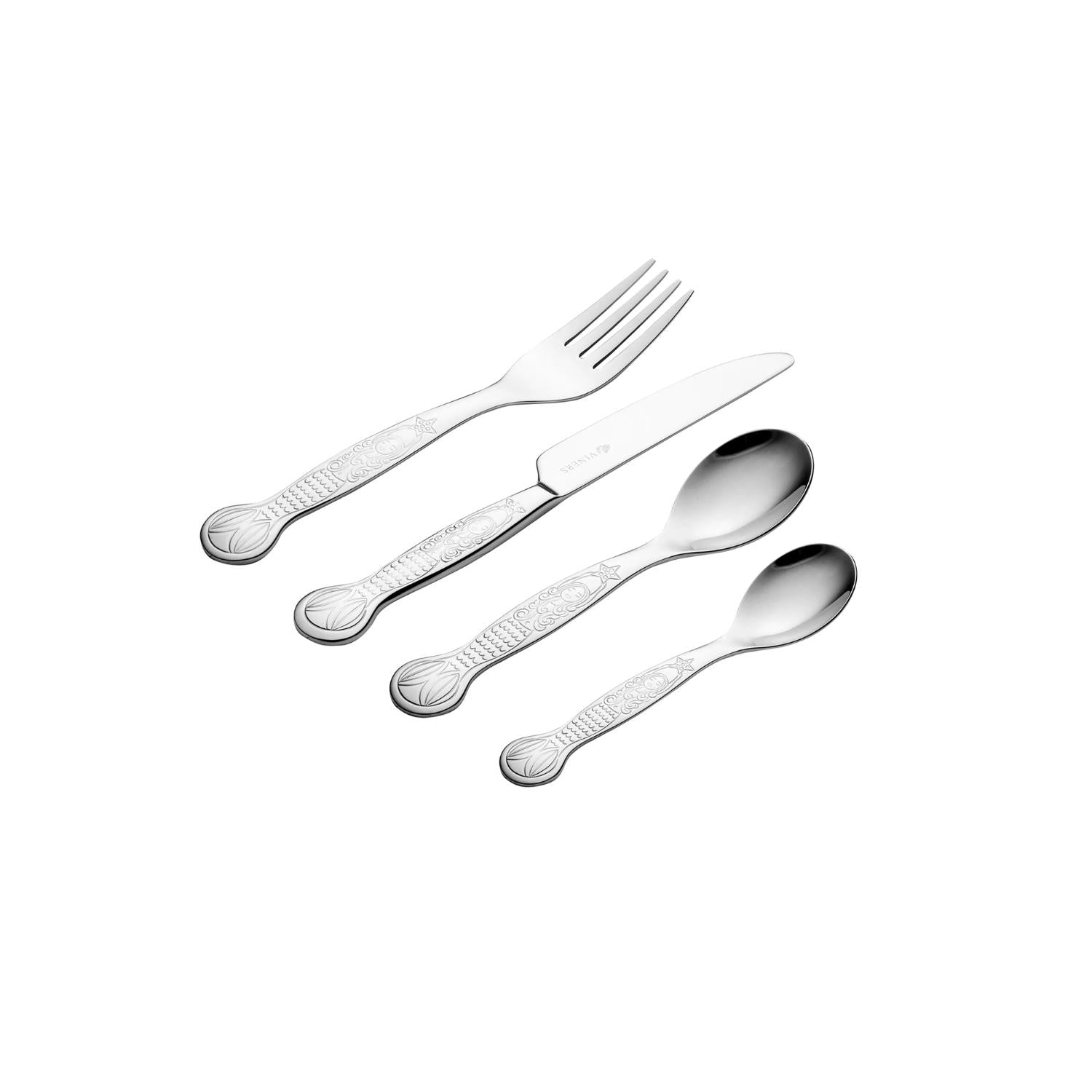 Viners Kids Mermaid 4 Piece 18/0 Silver Stainless Steel Cutlery Set