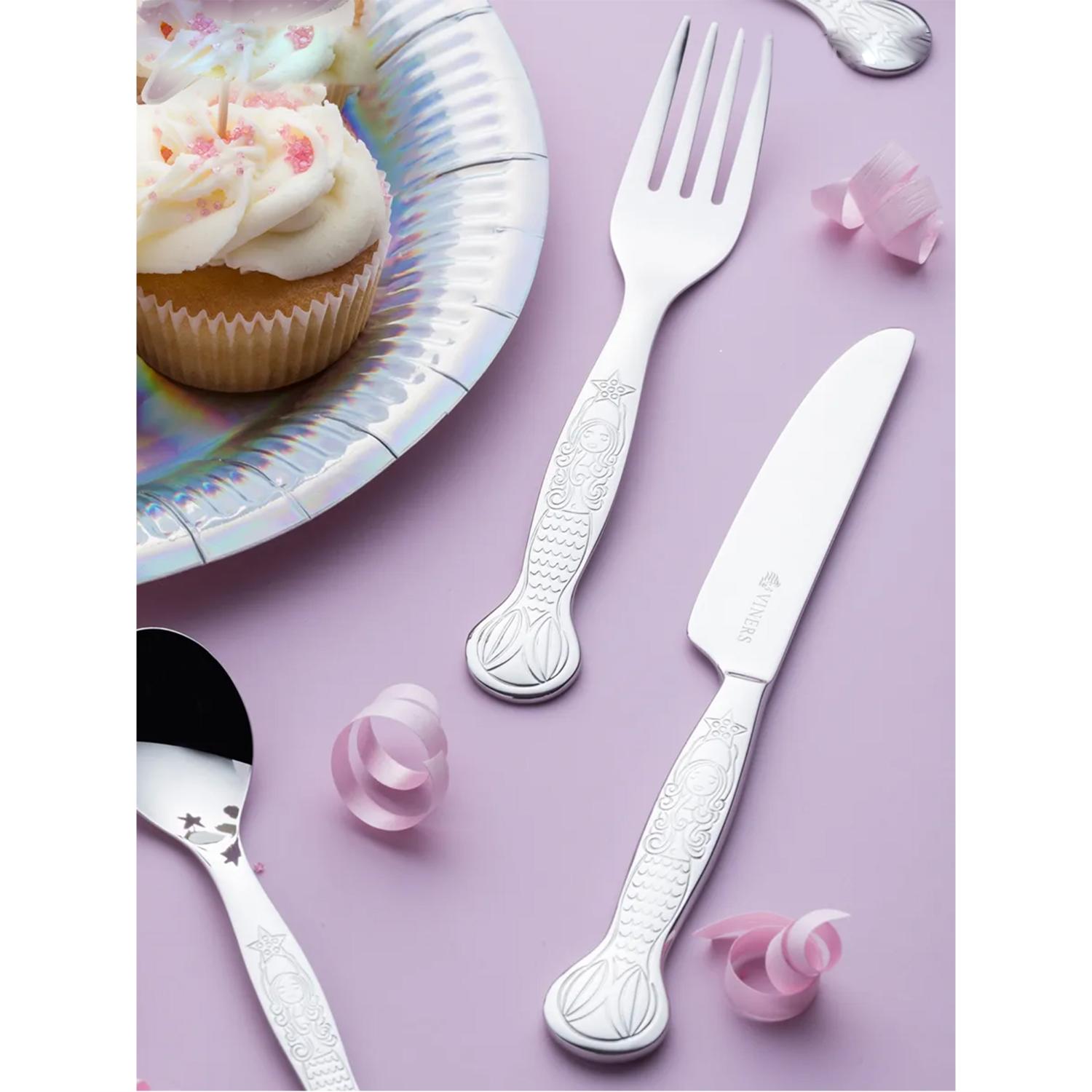 Viners Kids Mermaid 4 Piece 18/0 Silver Stainless Steel Cutlery Set