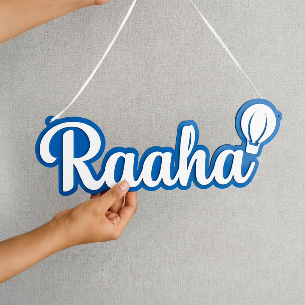 Personalised 3D Acrylic Name Plate (Crown/Hot Air Balloon)