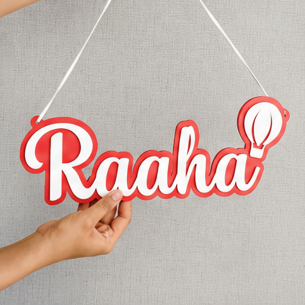 Personalised 3D Acrylic Name Plate (Crown/Hot Air Balloon)