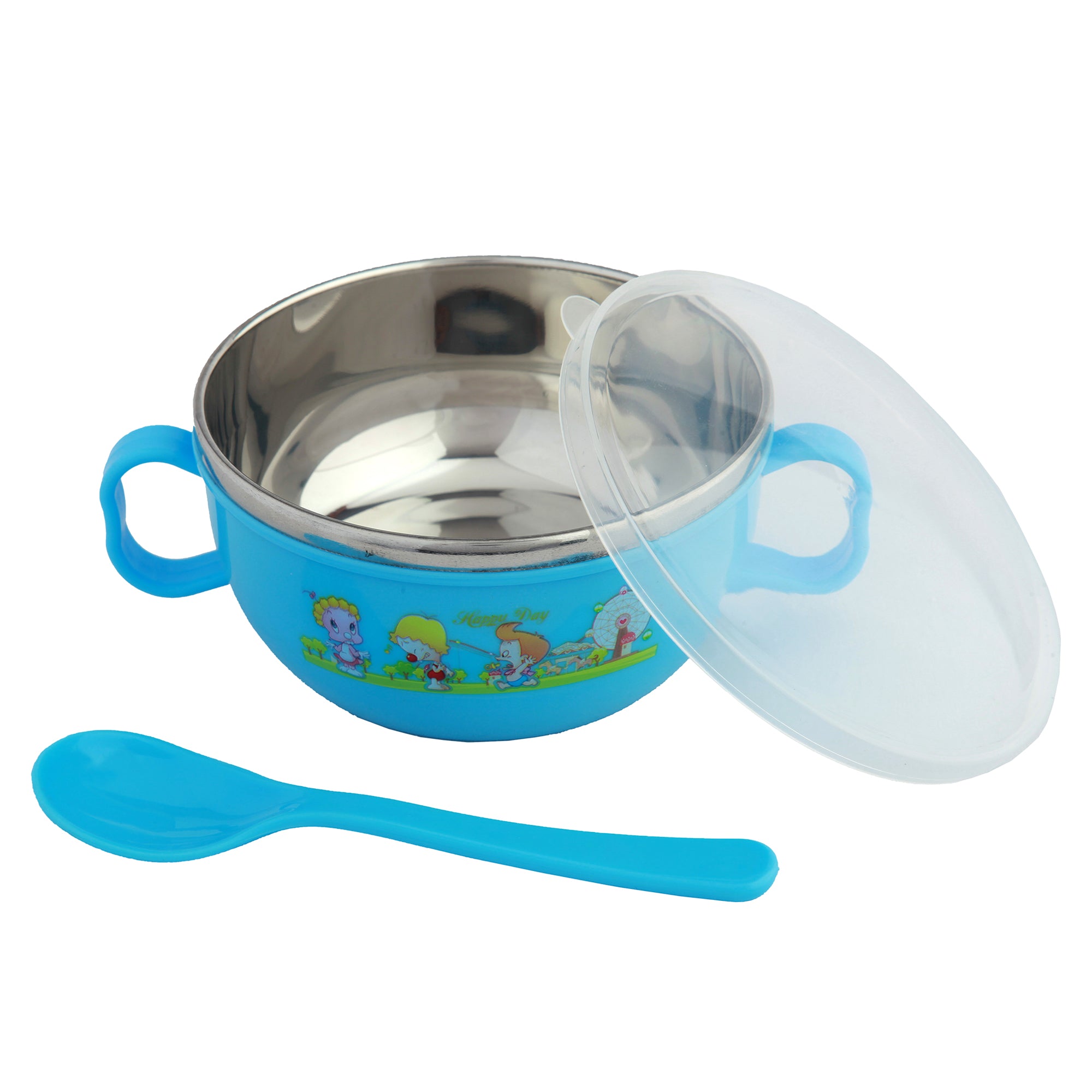 On-The-Go Blue Steel Bowl & Spoon Tiffin Set