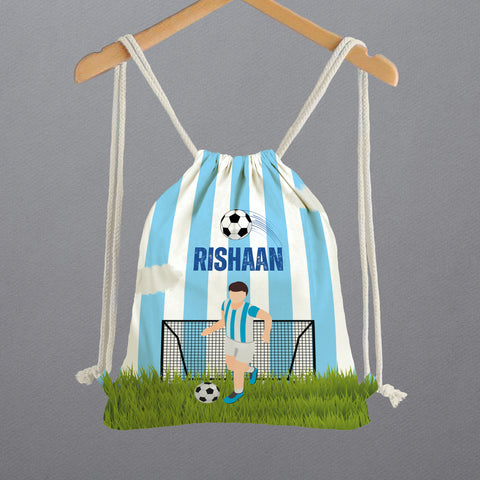 Personalised Drawstring Bags - Football Player