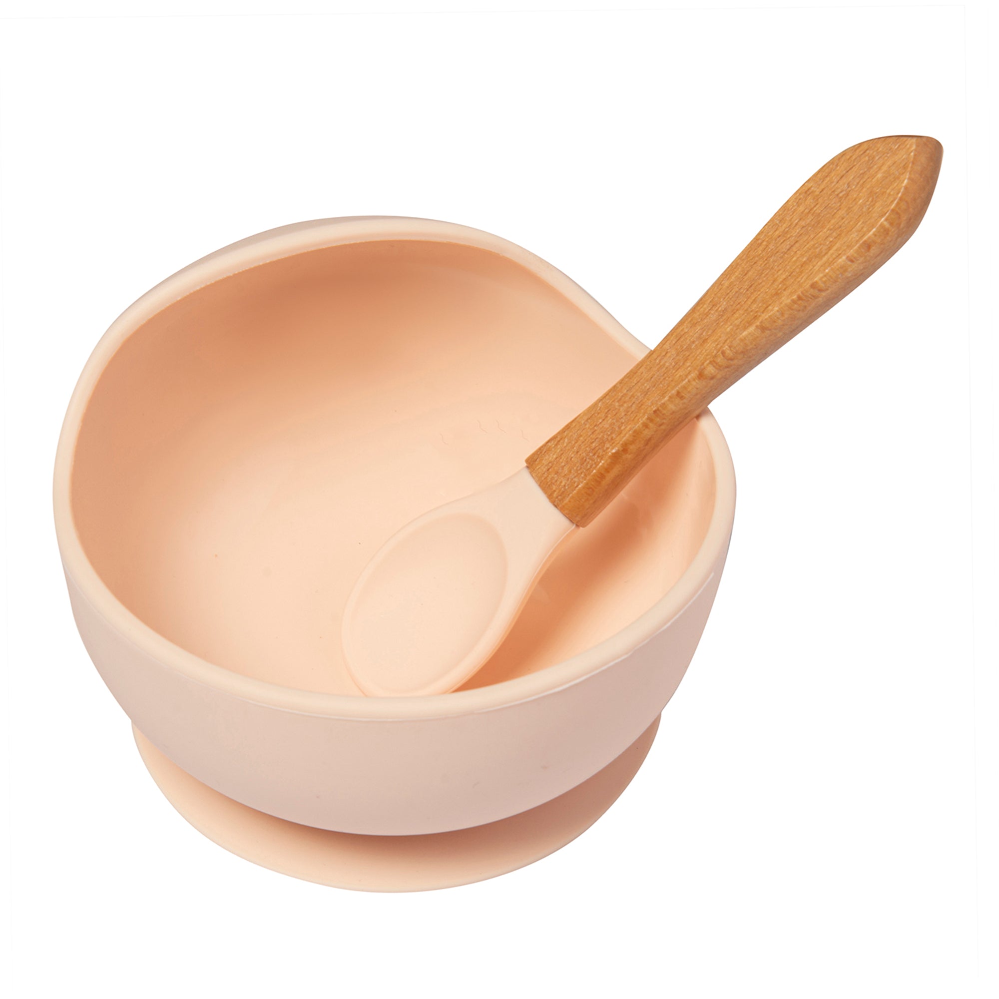 Light Peach Silicon Bowl And Spoon Set