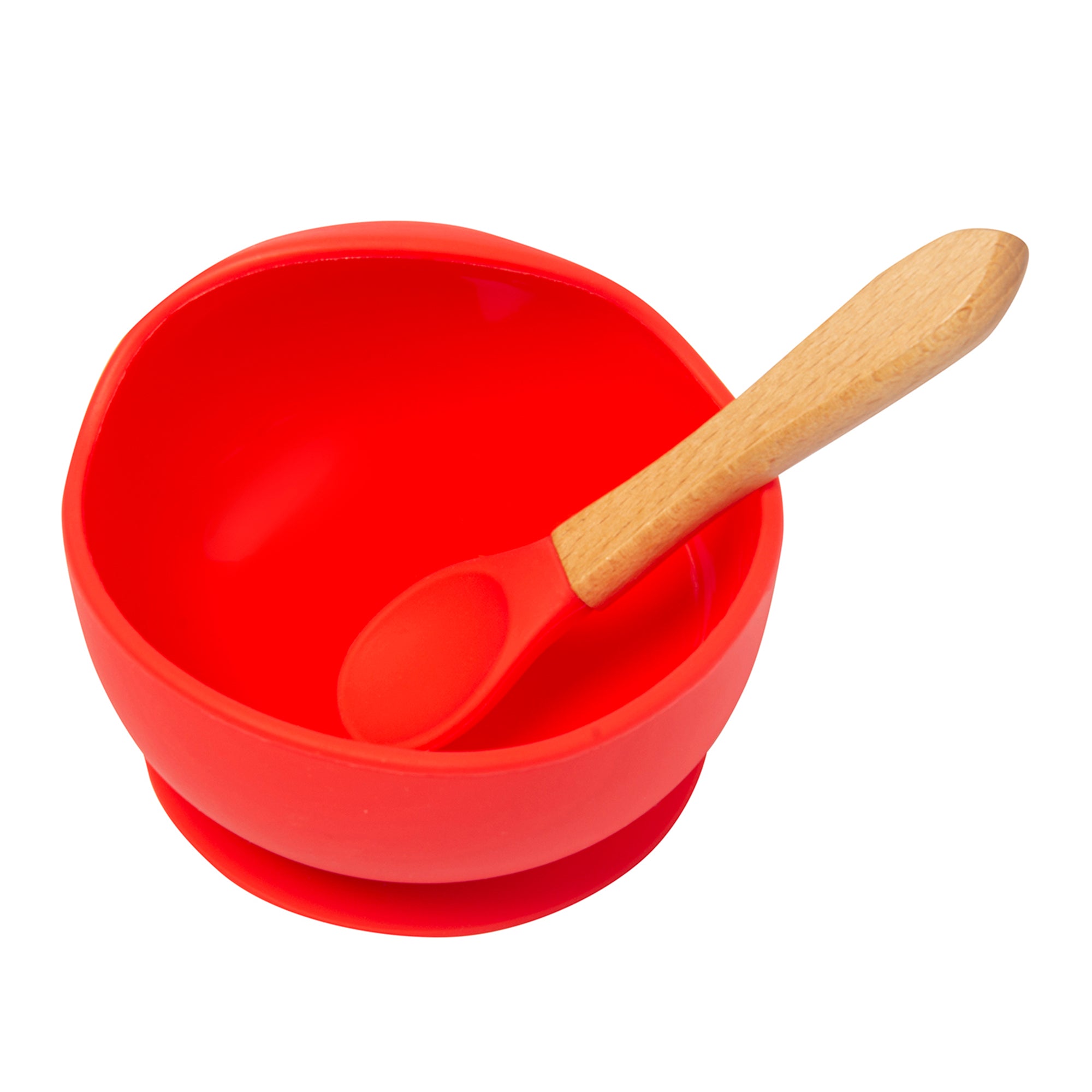 Red Silicon Bowl And Spoon Set