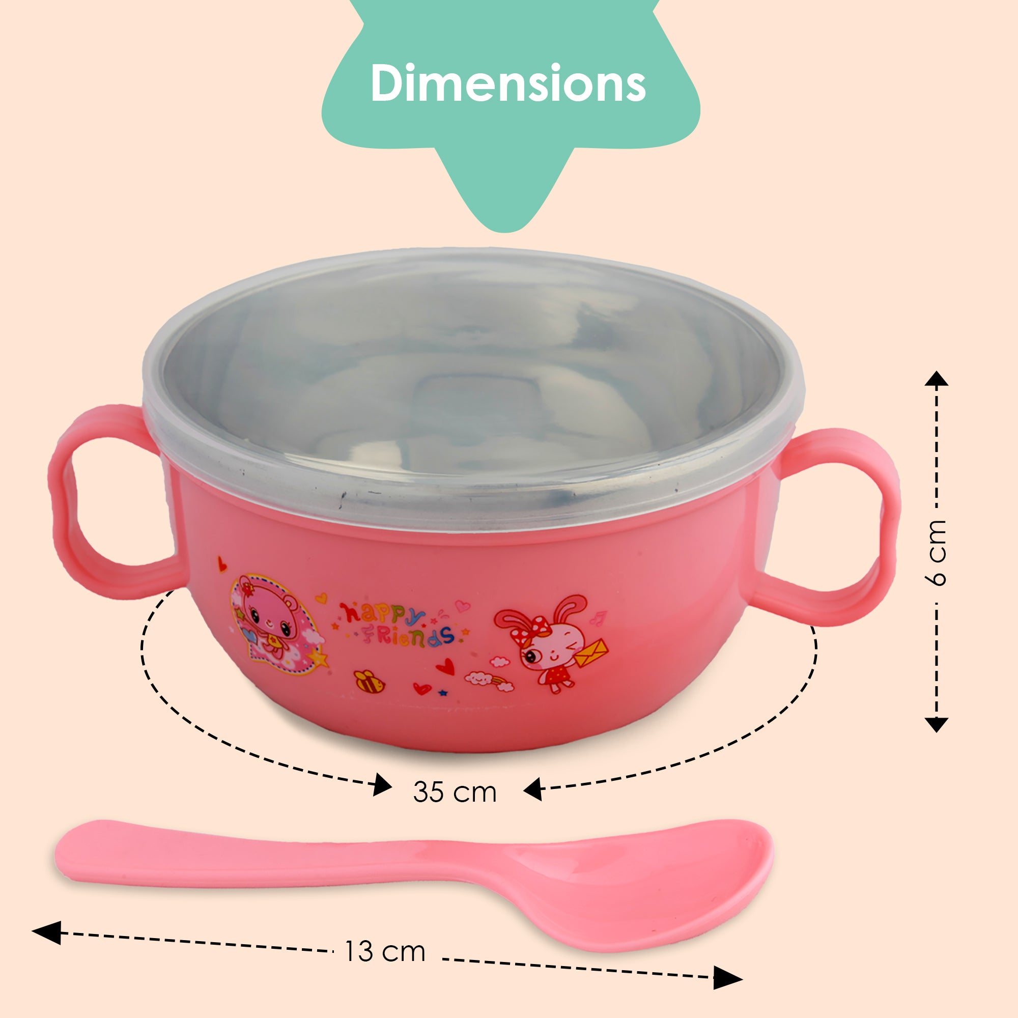 On-The-Go Pink Steel Bowl & Spoon Tiffin Set