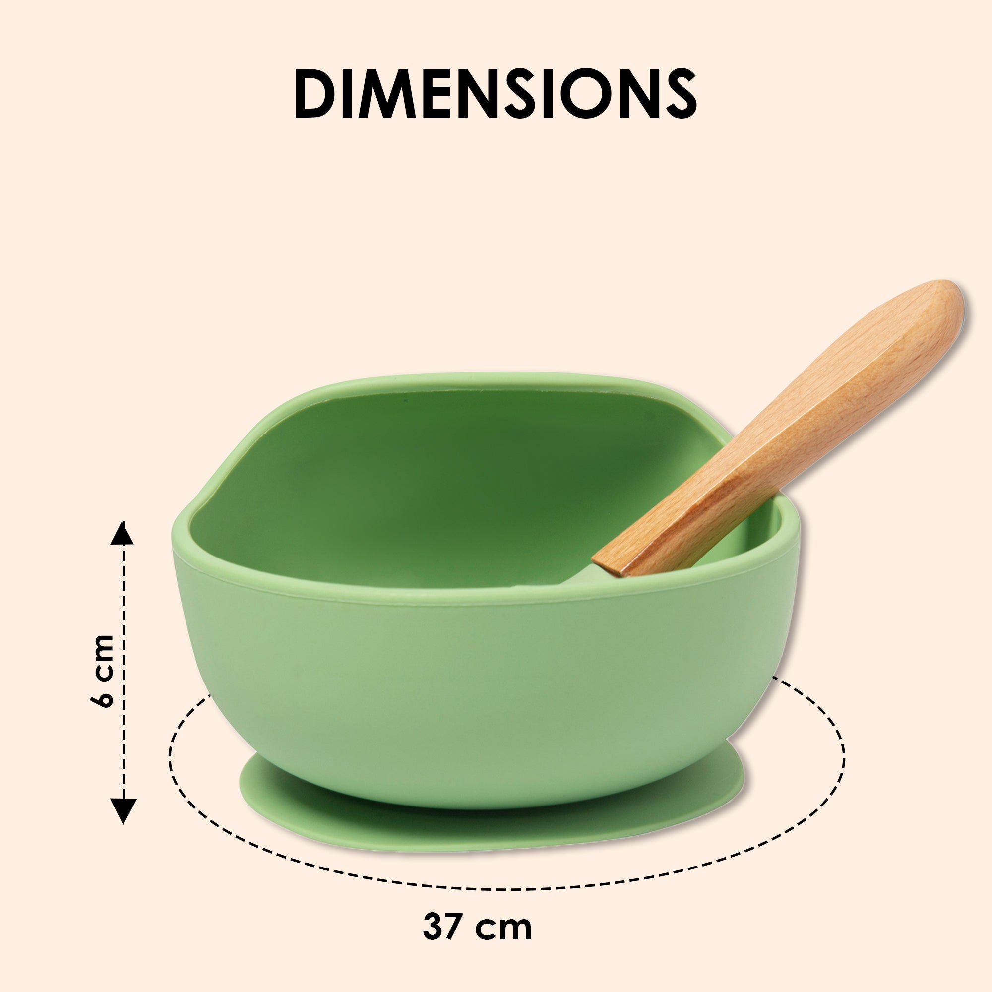 Green Silicon Bowl And Spoon Set