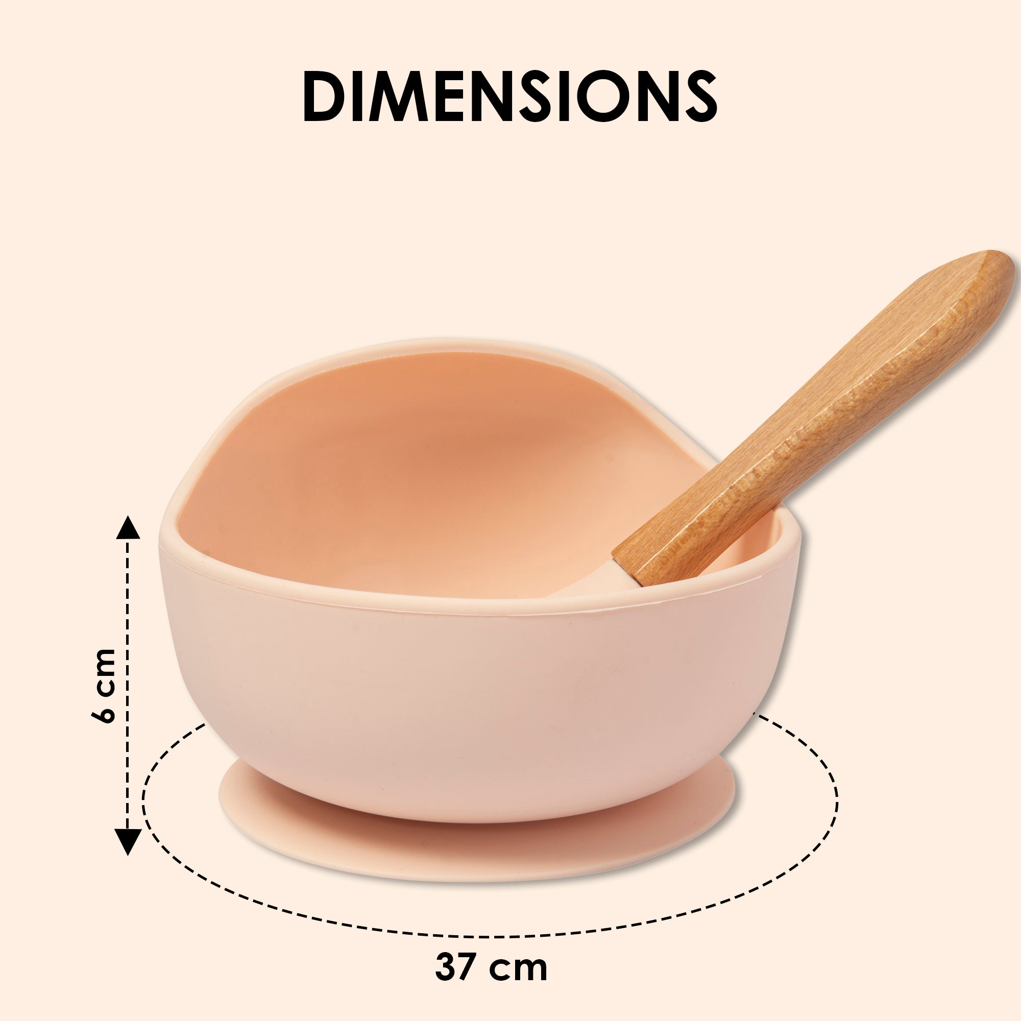 Light Peach Silicon Bowl And Spoon Set