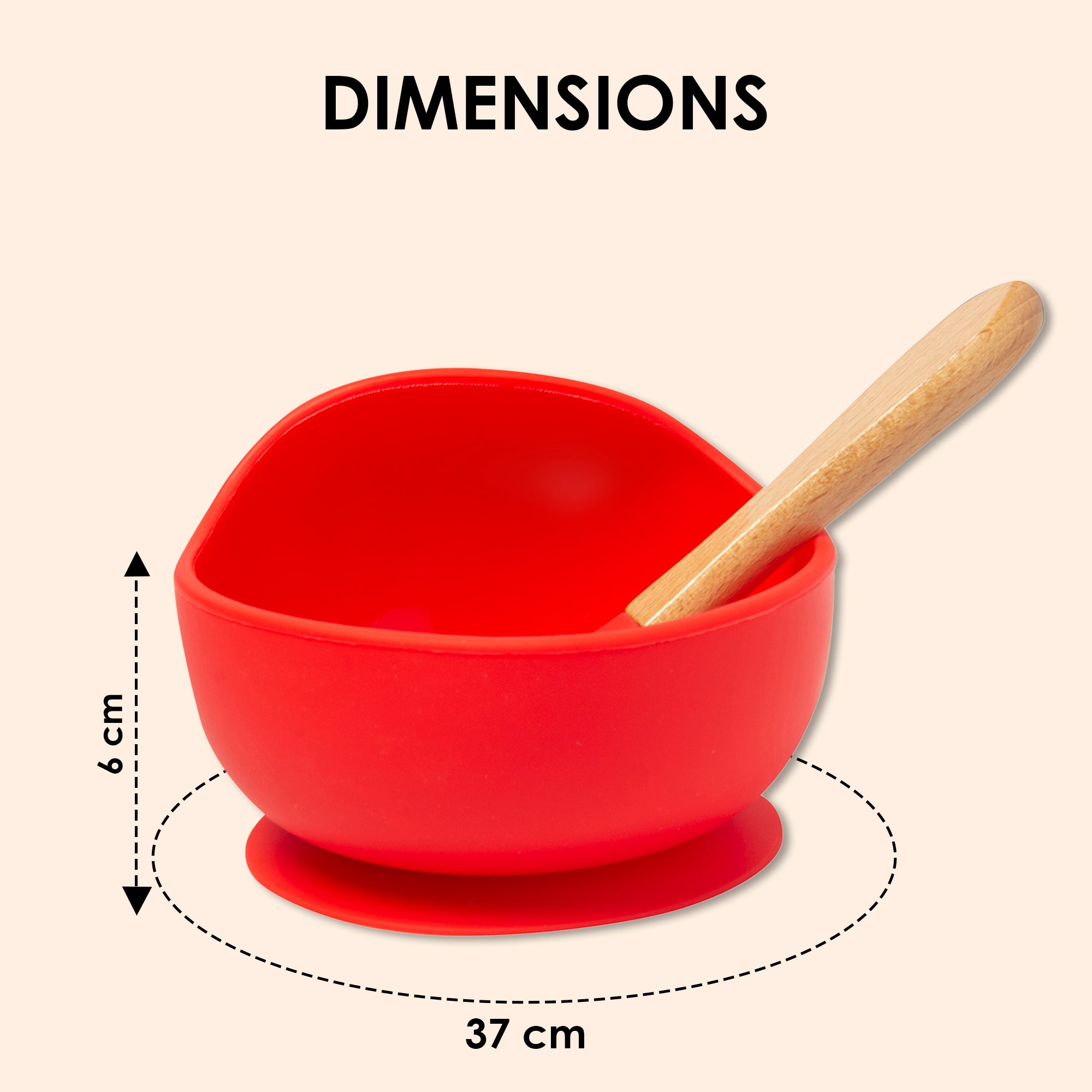 Red Silicon Bowl And Spoon Set