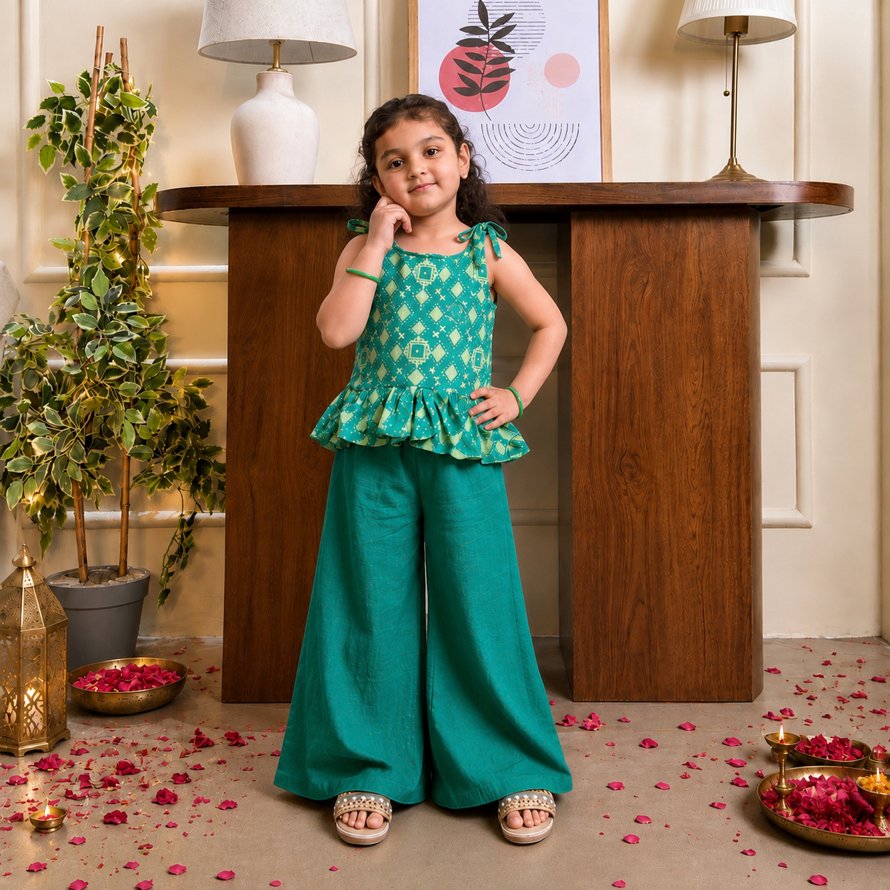 Girls Cotton Palazzo Set - Multiple Designs - Patola design