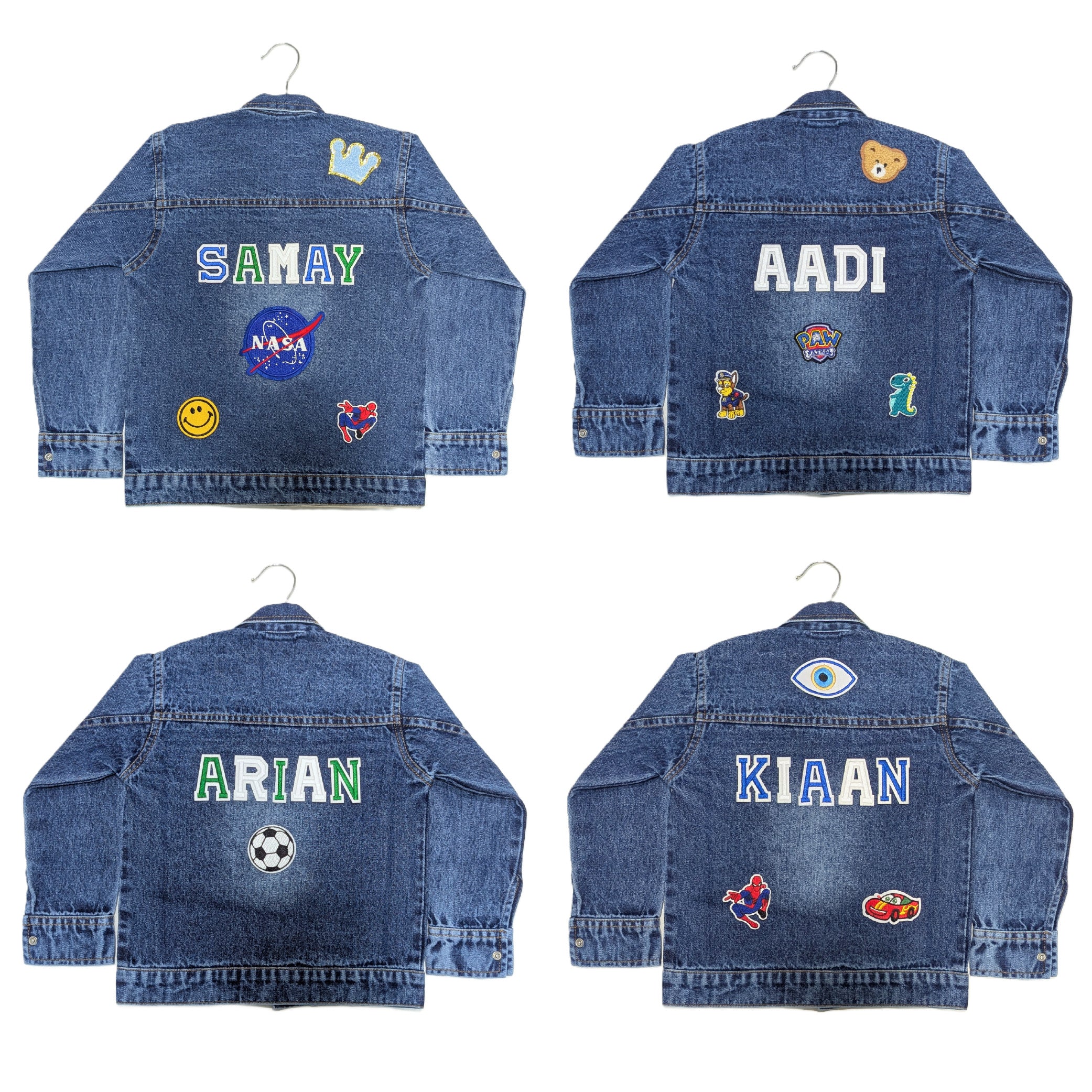 Custom Denim Jackets with Embroidered Varsity Letter Patches