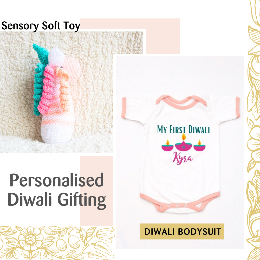 Unicorn Soft Toy & Diwali Bodysuit Gift Set