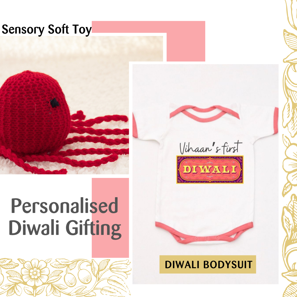 Octopus Soft Toy & Diwali Bodysuit Gift Set